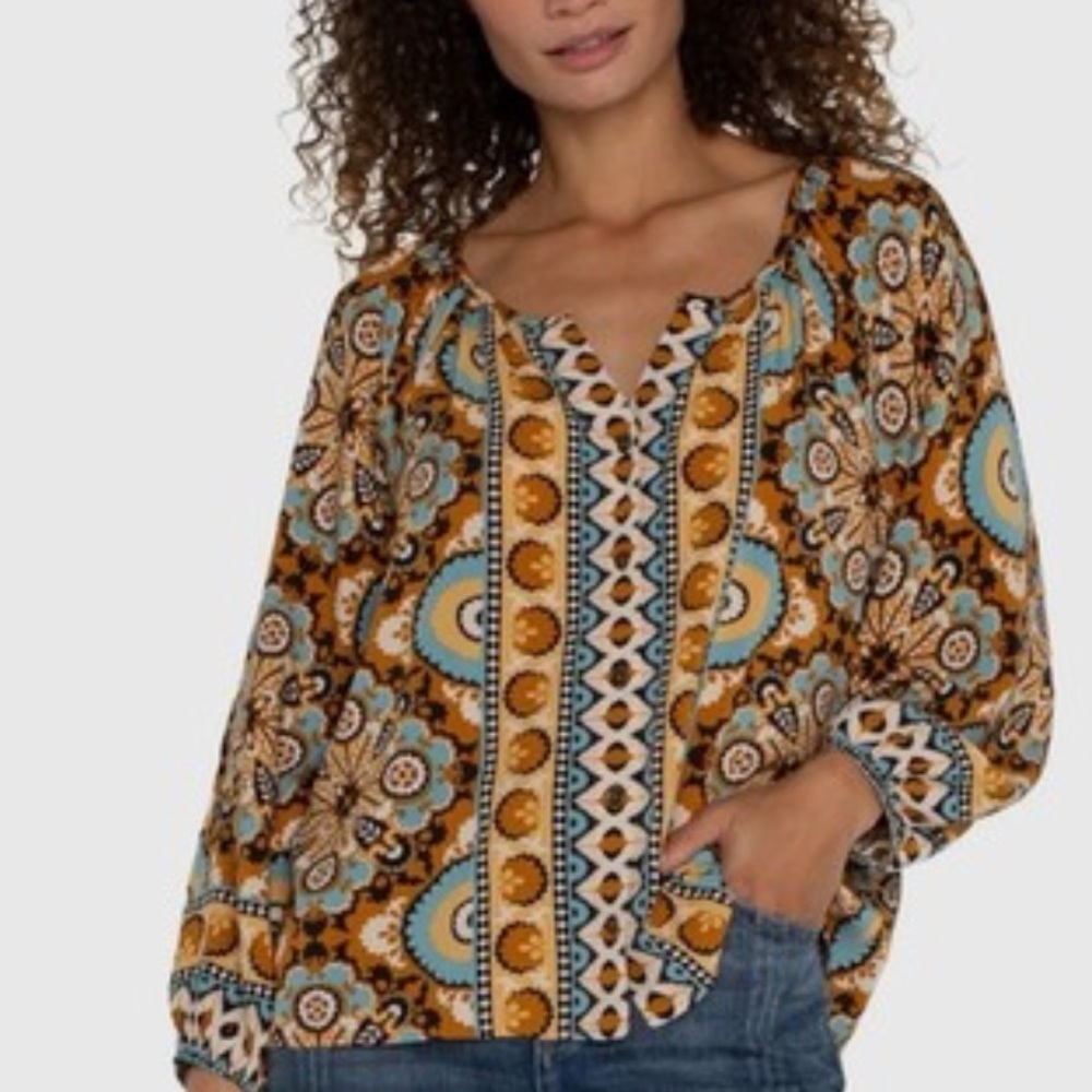 Liverpool Los Angeles Multicolor Patterned Blouse NWT Size 2X
